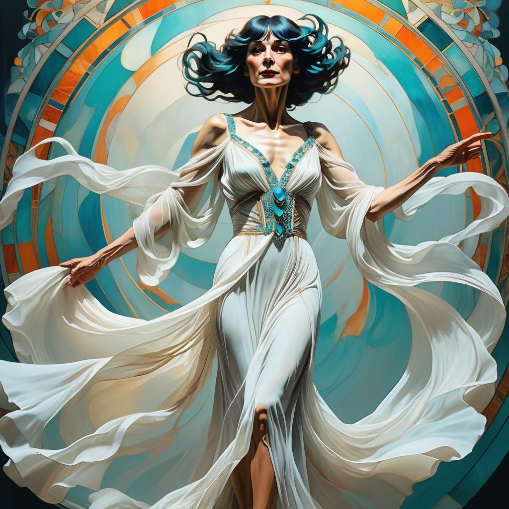 Art Deco Transvestite Dancing Portrait in Style of Lempicka