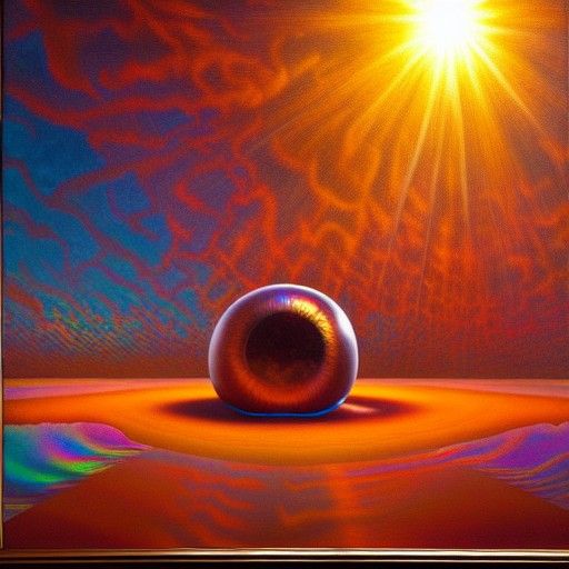 Sun Captured on Velvet Pillow as Oil Painting