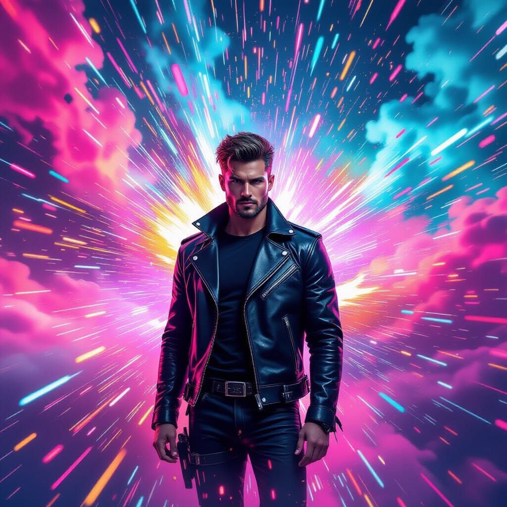 Exploding Colors: A Futuristic Neon Landscape