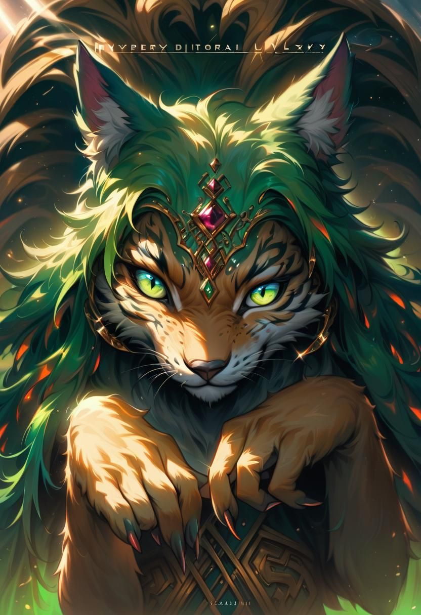 Hyperrealistic Furry Lynx Girl in Manga Art Style