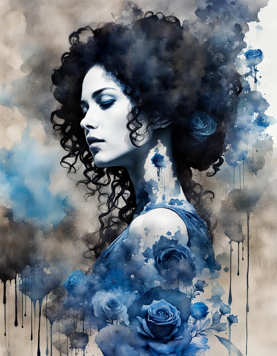 Victorian Princess Silhouette with Castle and Roses