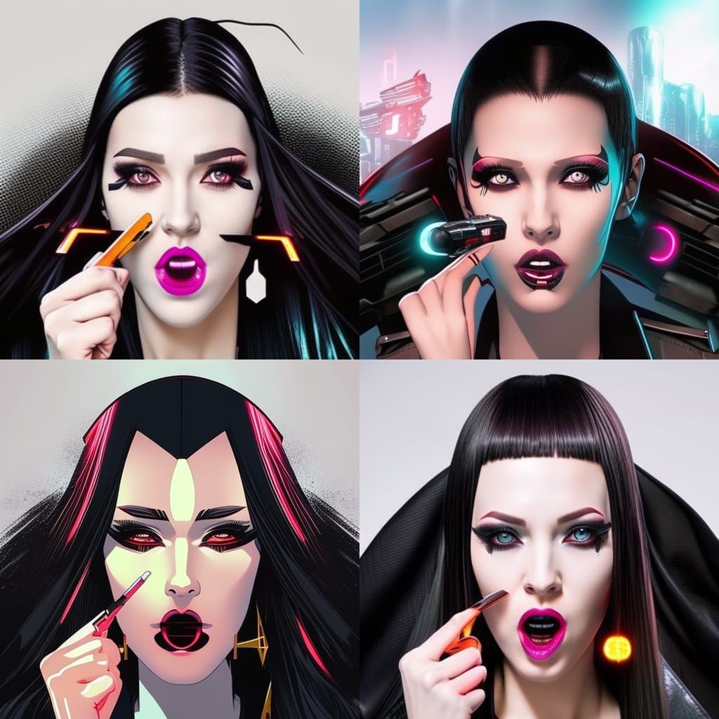 Cyberpunk Girl Tries to Swallow Bitcoin