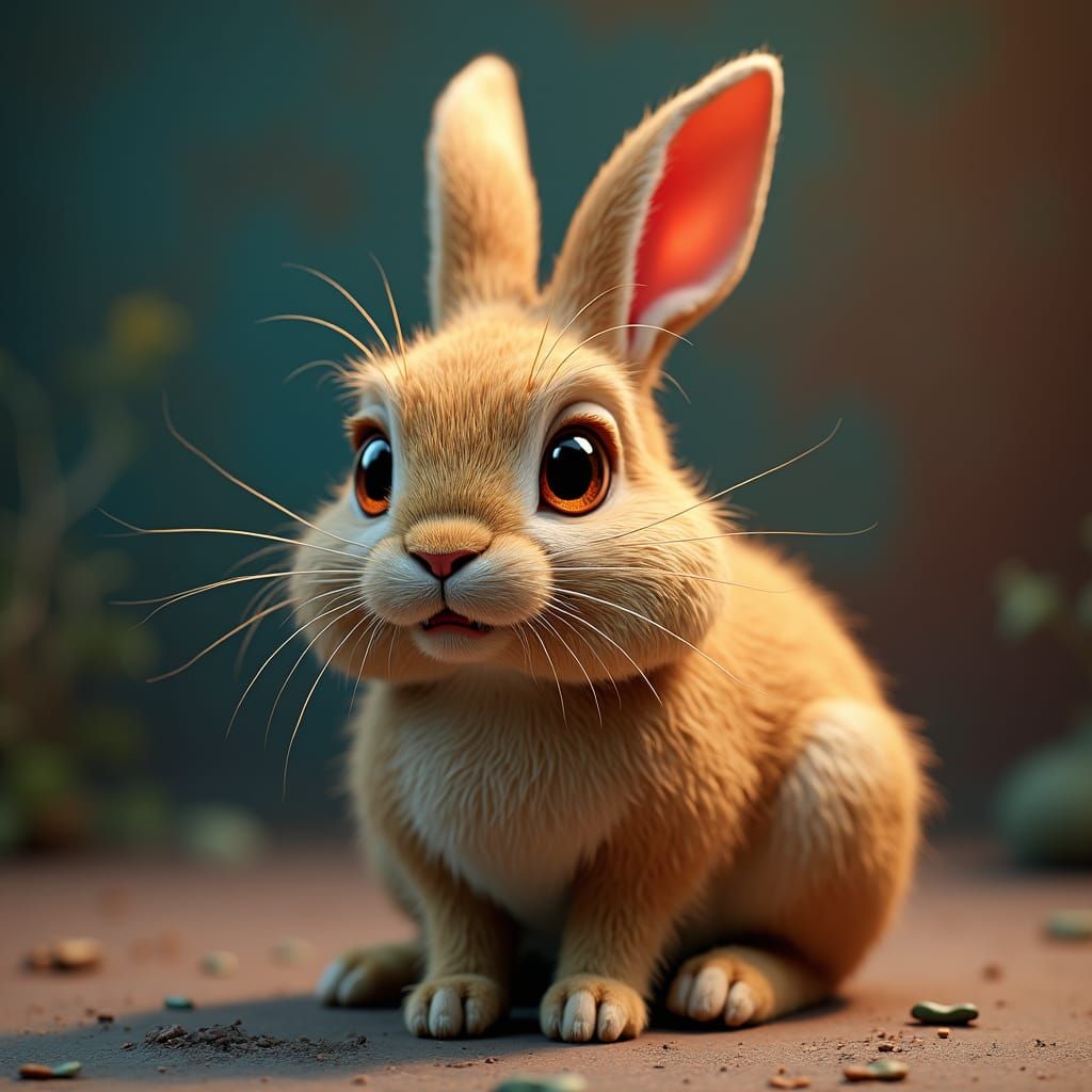 Charming Disheveled Bunny Rabbit Portrait