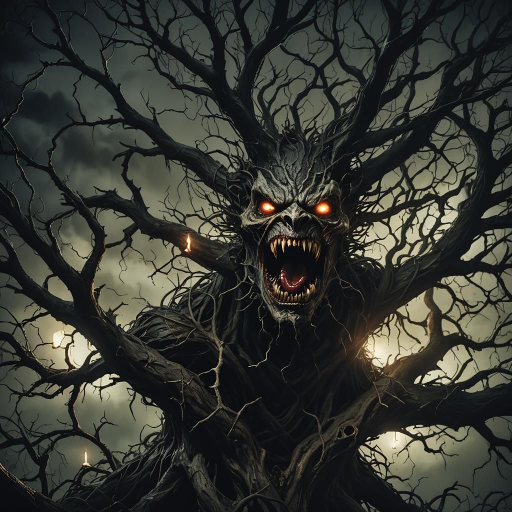 Gothic Horror Monster Screaming in the Shadows