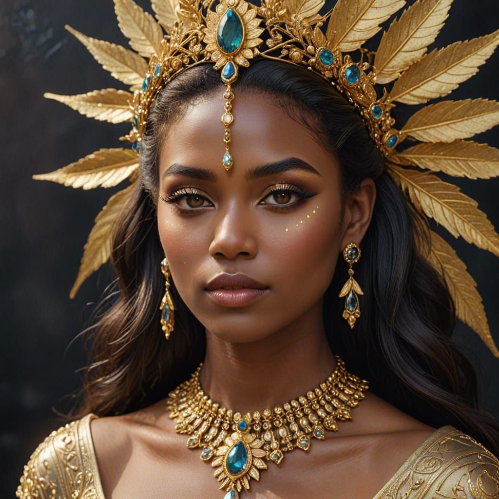 Golden Goddess: A Portrait of Regal Elegance