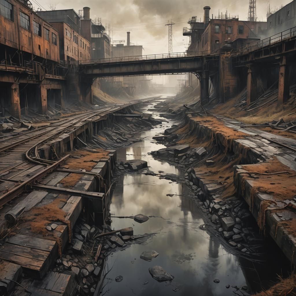 Eerie Industrial Wasteland Concept Art