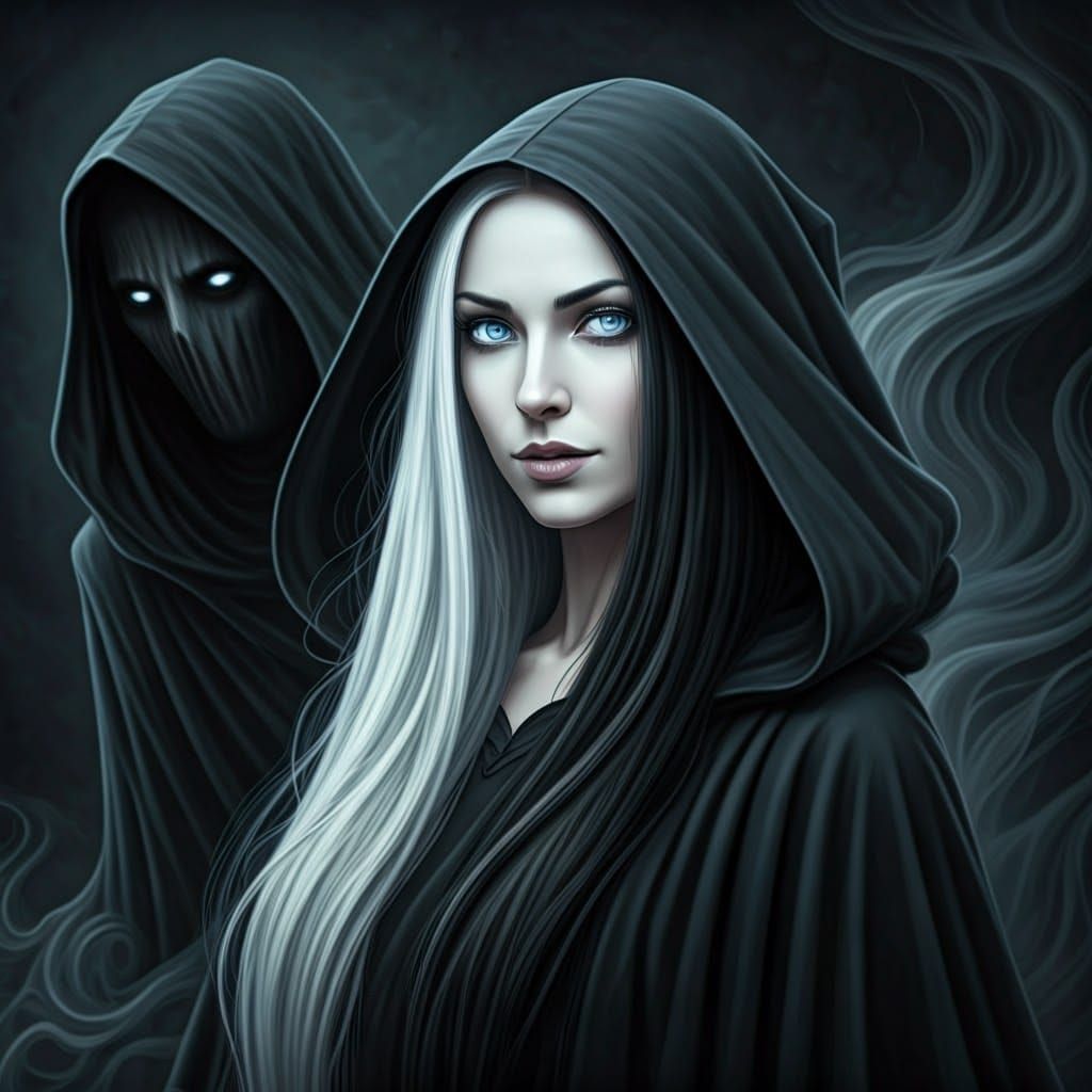 Ethereal Gothic Beauty Surrounded by Dark Mysticism