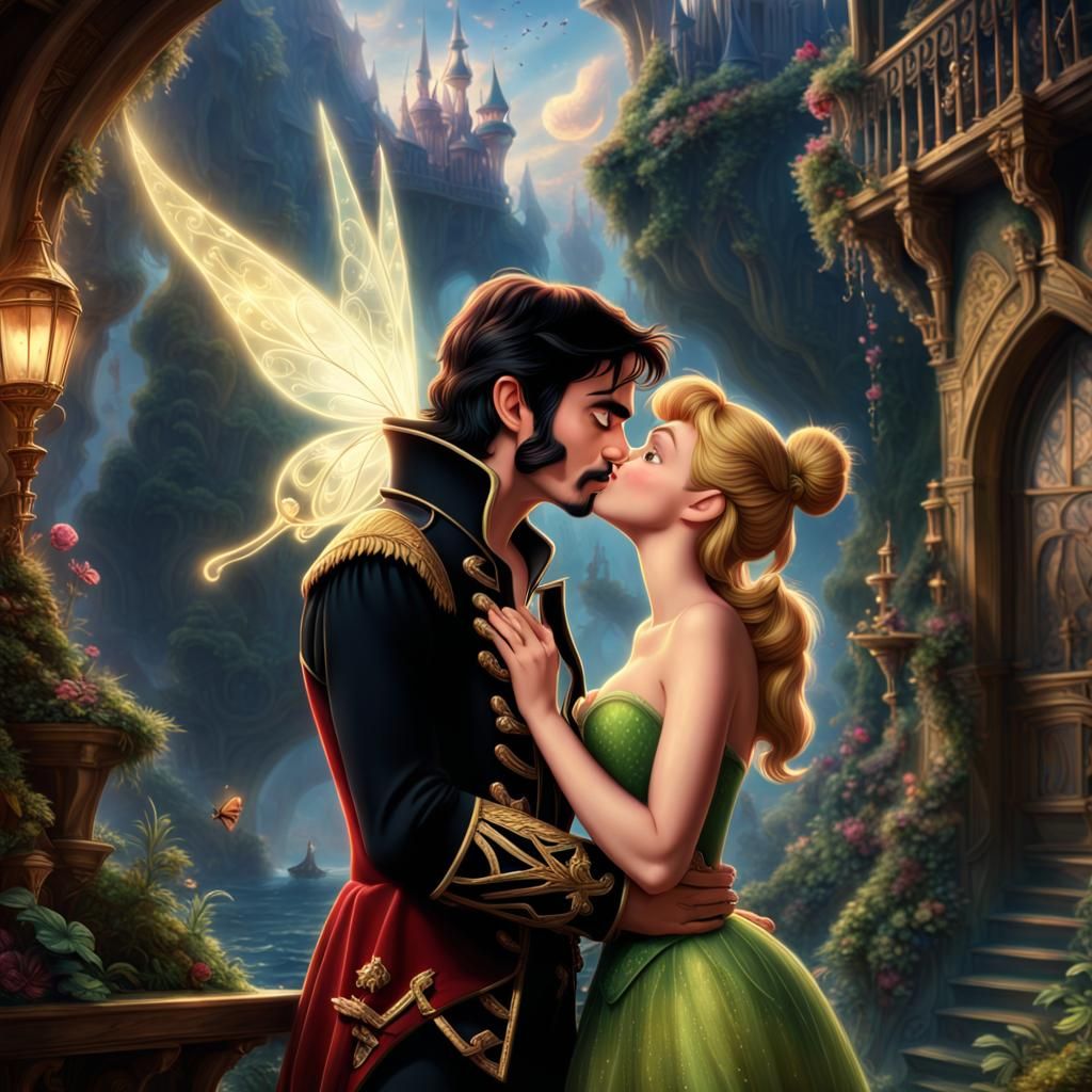 Captain Hook Kisses Tinkerbell: Epic Digital Painting