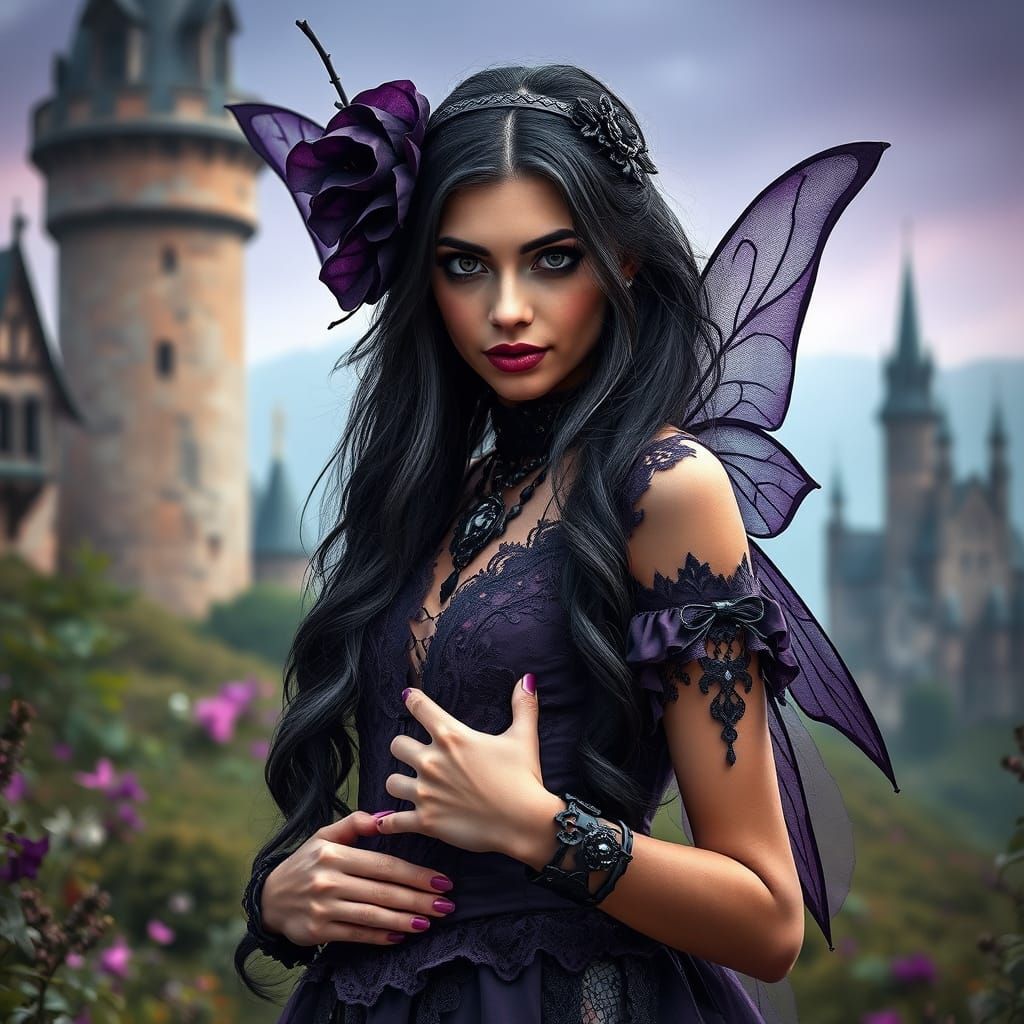Victoria Justice as Gothic Fairy in Mystical Landscape