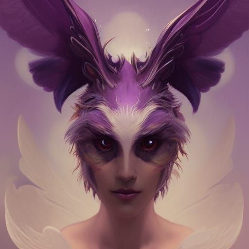 Cute Purple Winged Creature Portrait in 8K