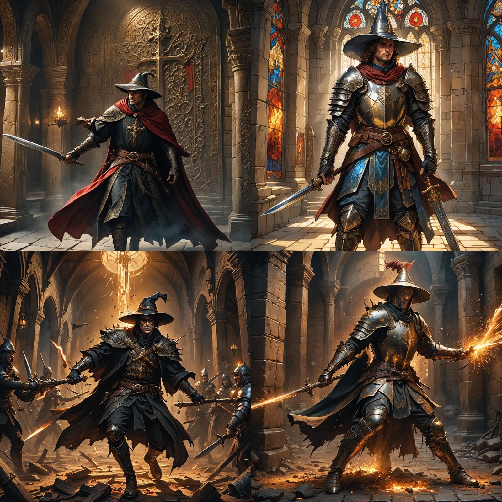 Medieval Scarface Swinging a Mace, Detailed Matte Painting