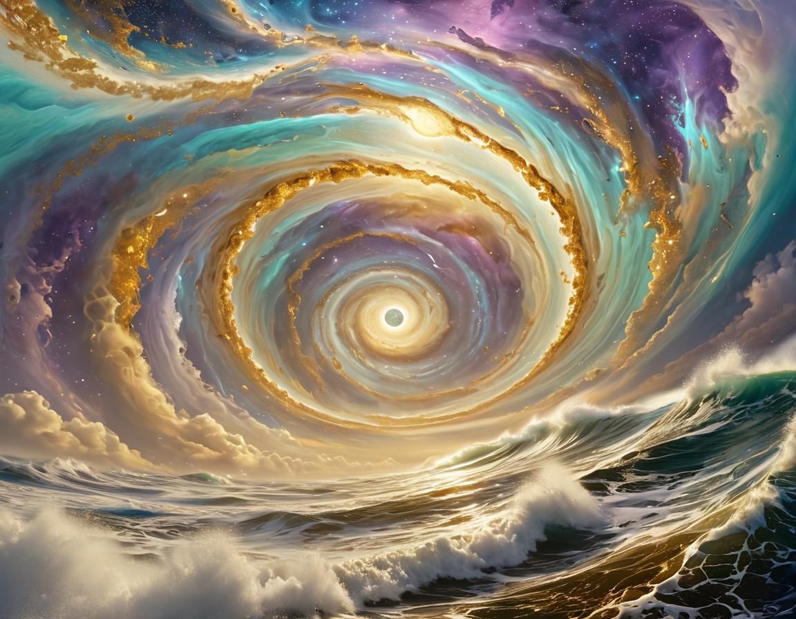 Dimensional Portal Wormhole opens up over the ocean