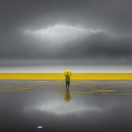 Salar de Uyuni: Figure in Yellow Raincoat Reflection