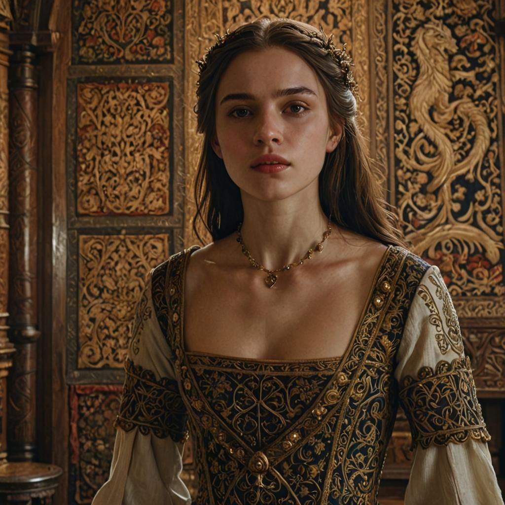 Medieval Lady in Luxurious Hall: Game of Thrones Style