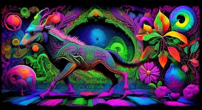 UV Blacklight Surreal Aztec Zentangle Design