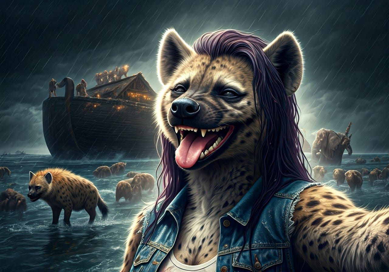 Feminine Punk Hyena Captured in High-Contrast Close-Up