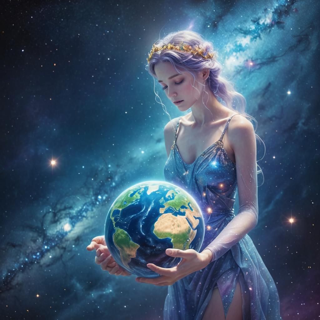 Cosmic Galactic Being Walking Through Cosmos