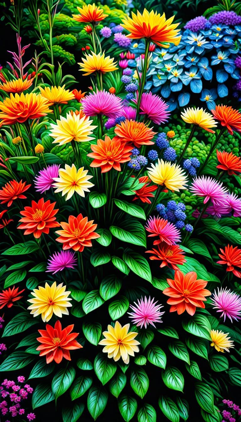 Hyperrealistic Exotic Flower Garden in High Definition