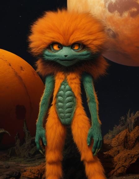 Adorable Furry Alien on an Orange Planet