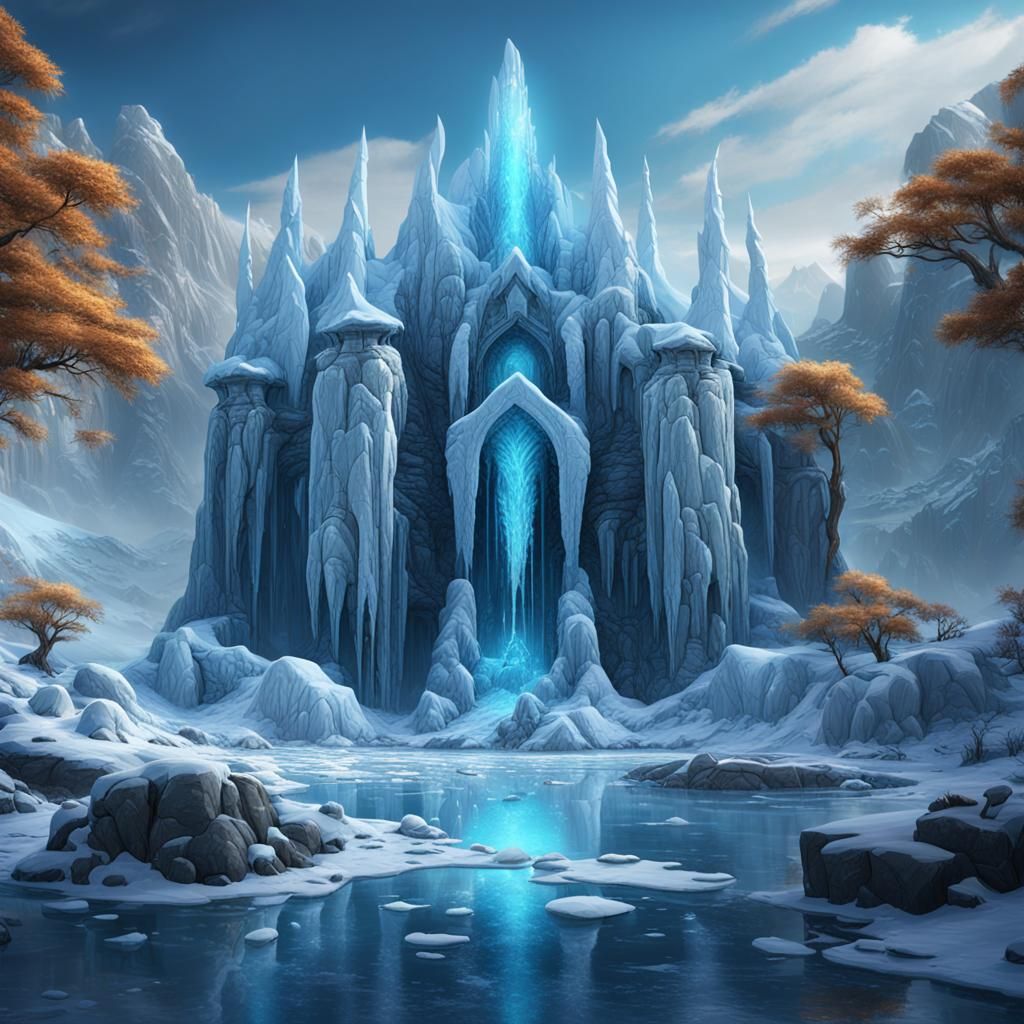Detailed Ice Matte Painting in Deep Color