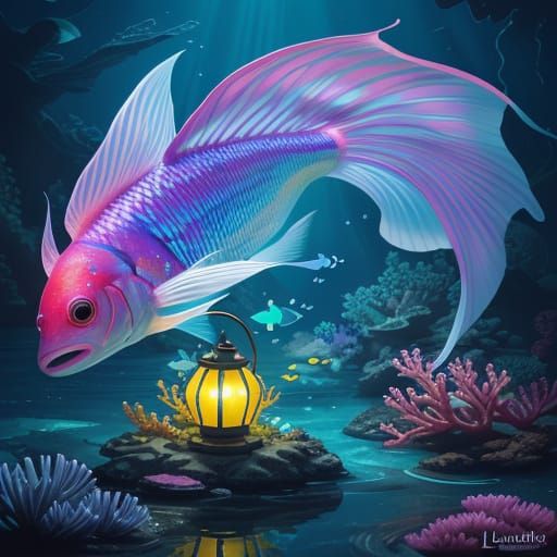 Bioluminescent Lantern Fish Concept Art