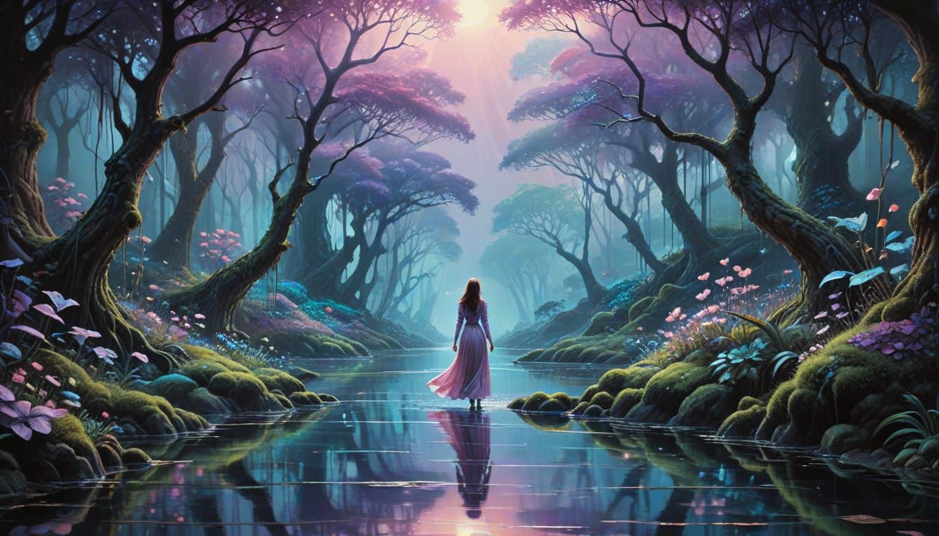 Whimsical Dreamlike Landscape in Pastel Hues