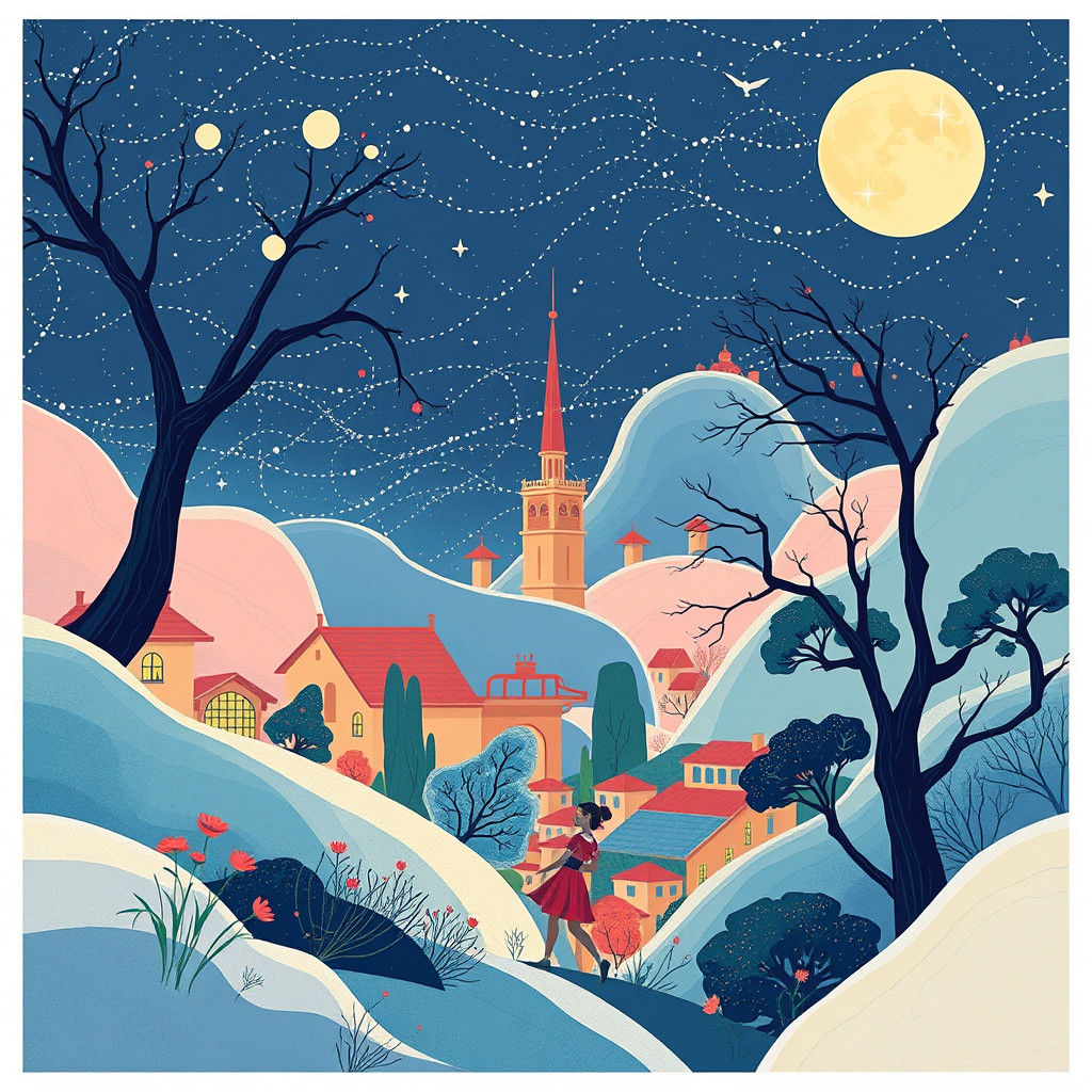 Abstract Cel-Shaded Digital Illustration