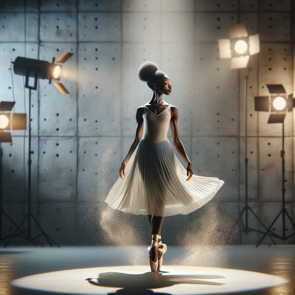 Hyperrealistic Portrait of a Ballet Dancer in Ivory Silk Leo...