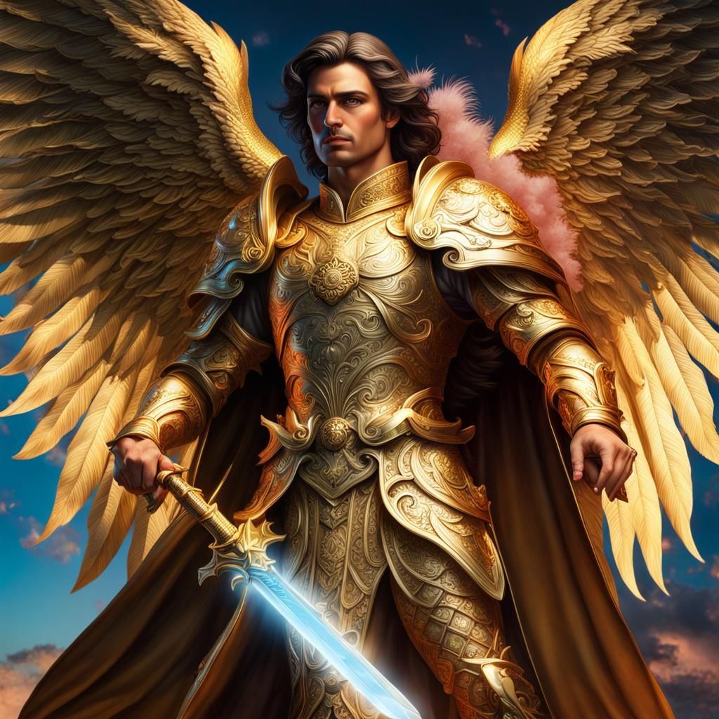Hyperreal Archangel Michael with Sword of Fire