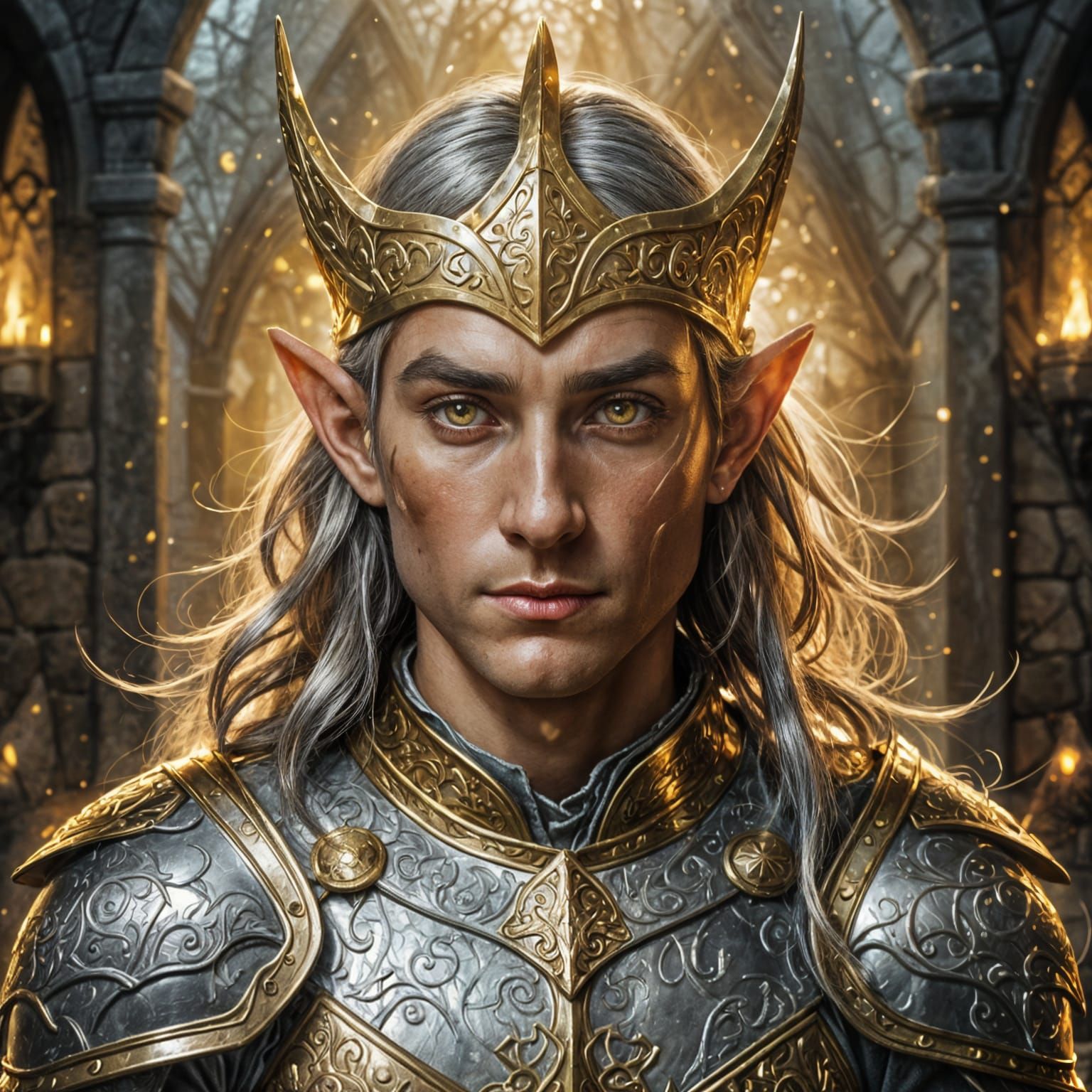 Elf in Light Medieval Armor Portrait