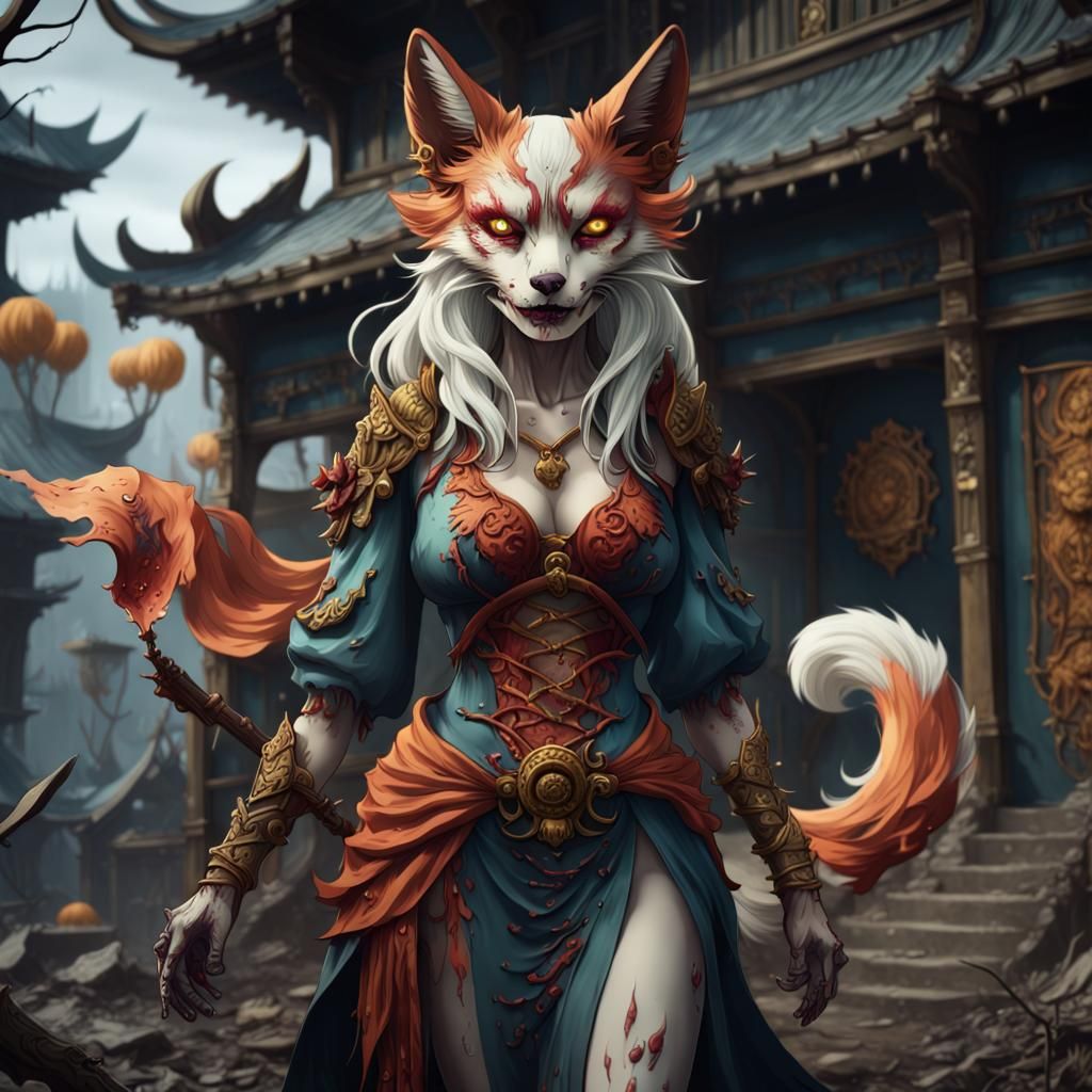 Zombie Kitsune Fantasy Concept Art