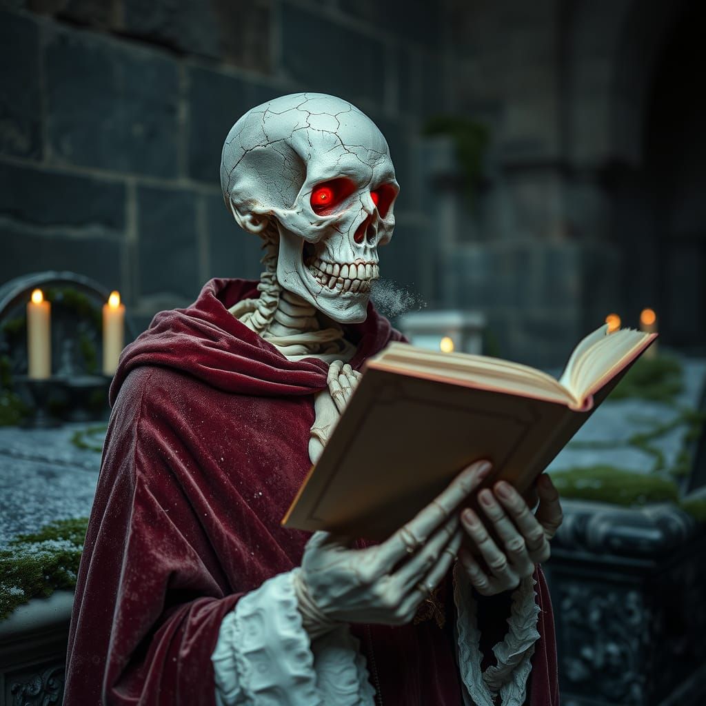 Undead Victorian Choir Singer in Stone Crypt