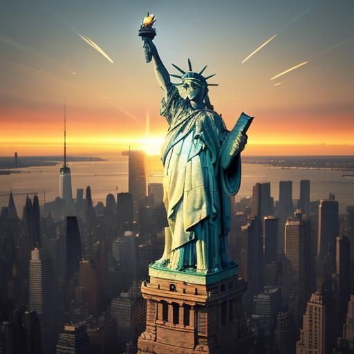 New York City Skyline at Sunset Concept Art