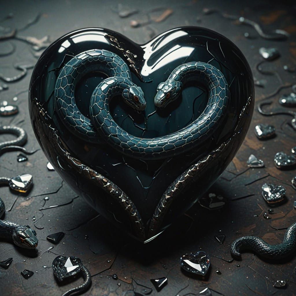 Surreal Eerie Oil Painting of a Snake Around a Broken Glass ...