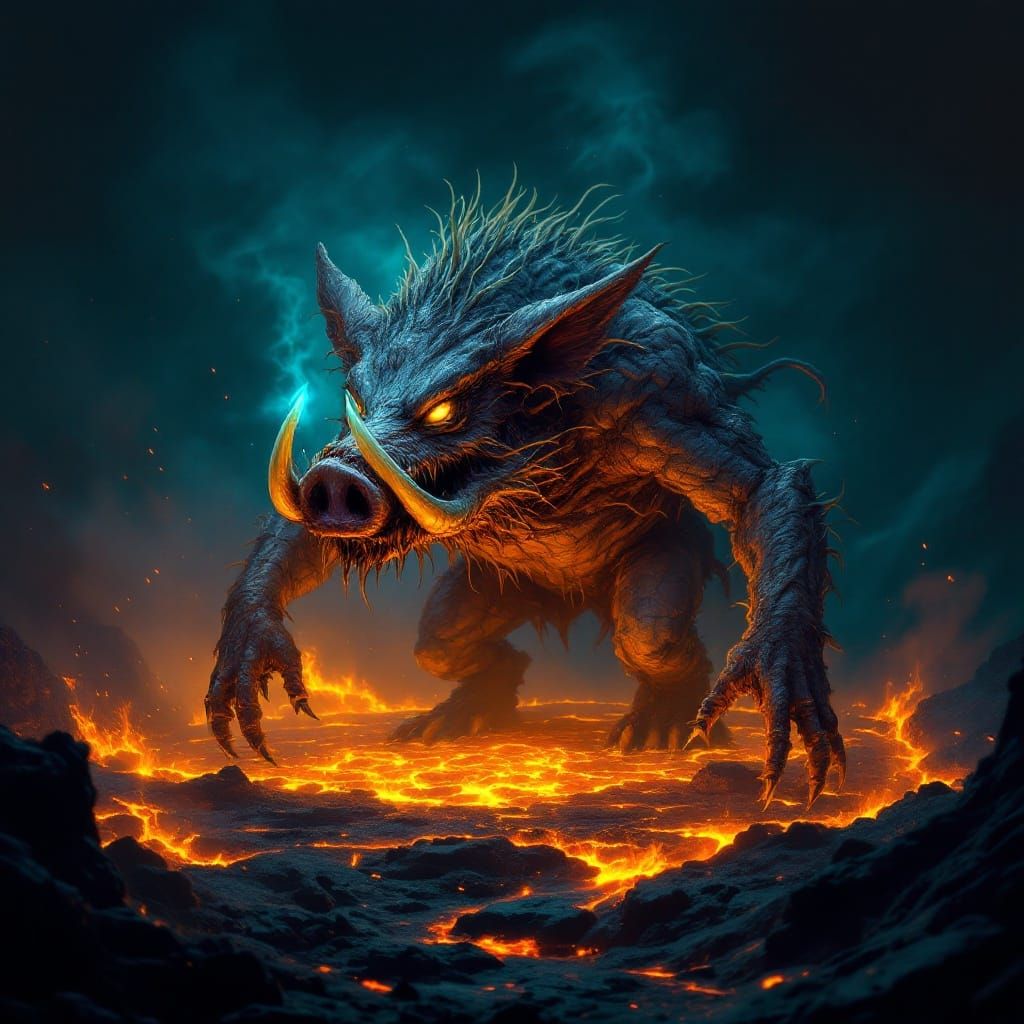 Terrifying Boar-Anglerfish Hybrid in Volcanic Crater
