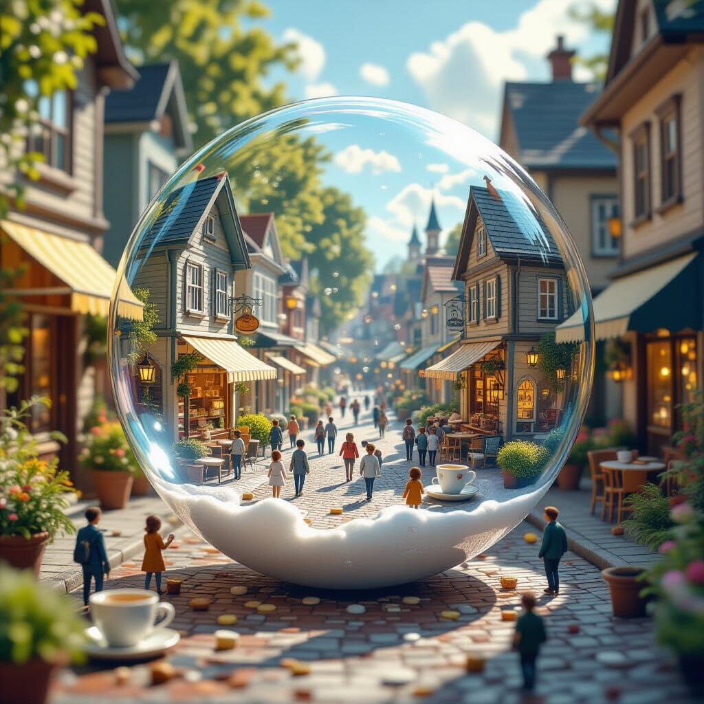 Miniature World Inside a Soap Bubble