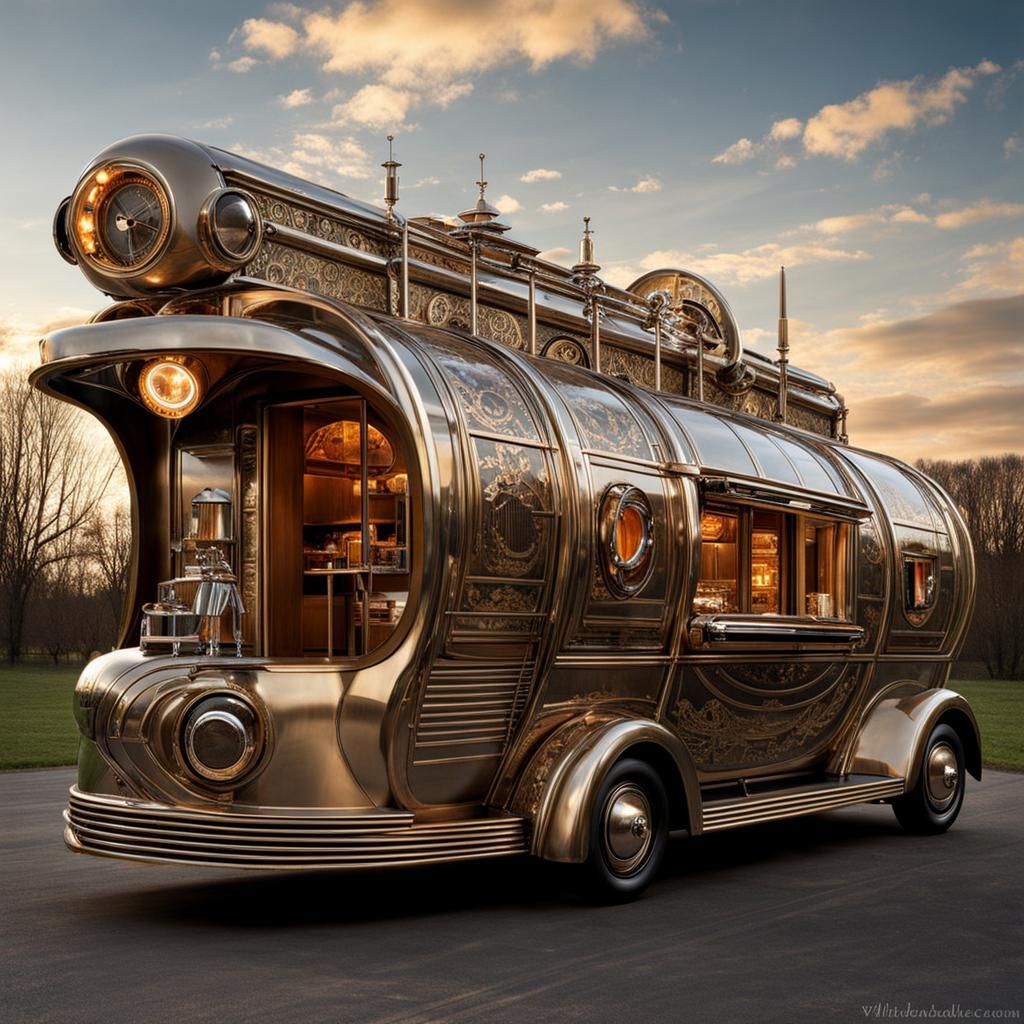 Steampunk Food Truck with Art Deco Design