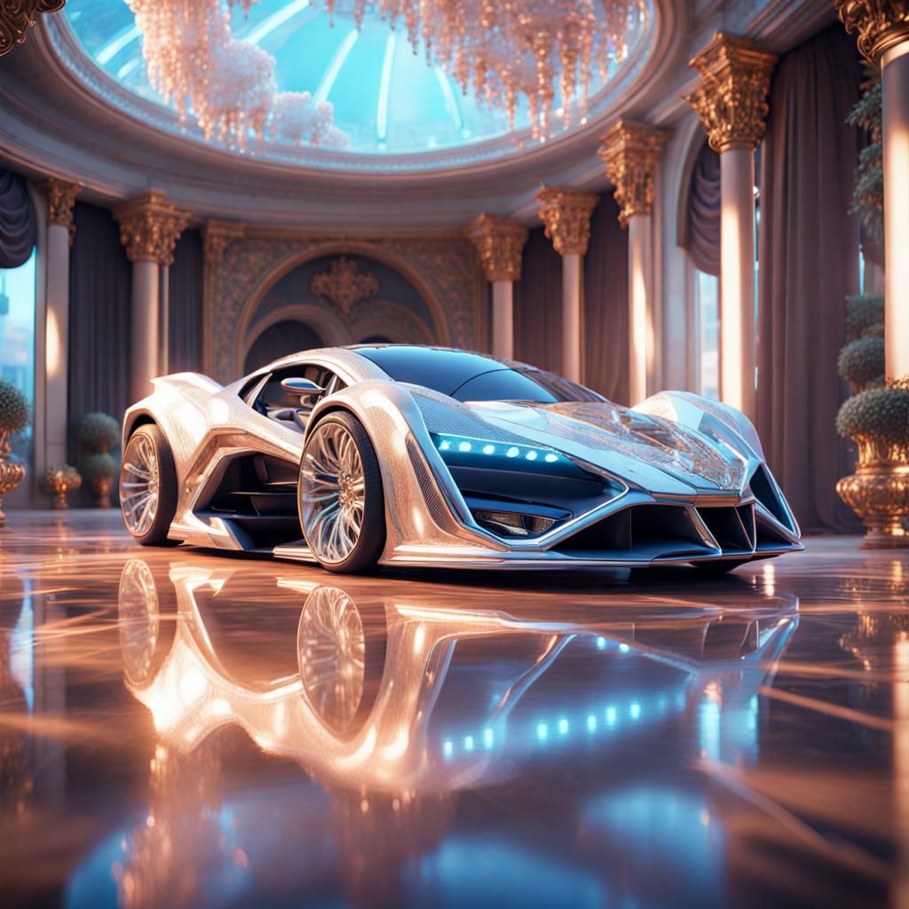 Iced-Out Billionaire's Car: Sci-Fi 3D Rendering