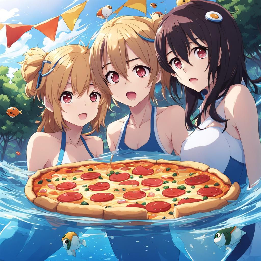 Anime Pizza Swimming