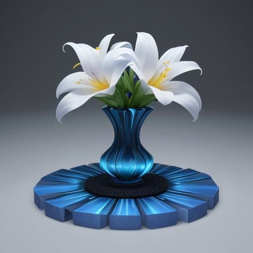 Vibrant, Glowing Lilie in Radiant, Electric Blues and Whites