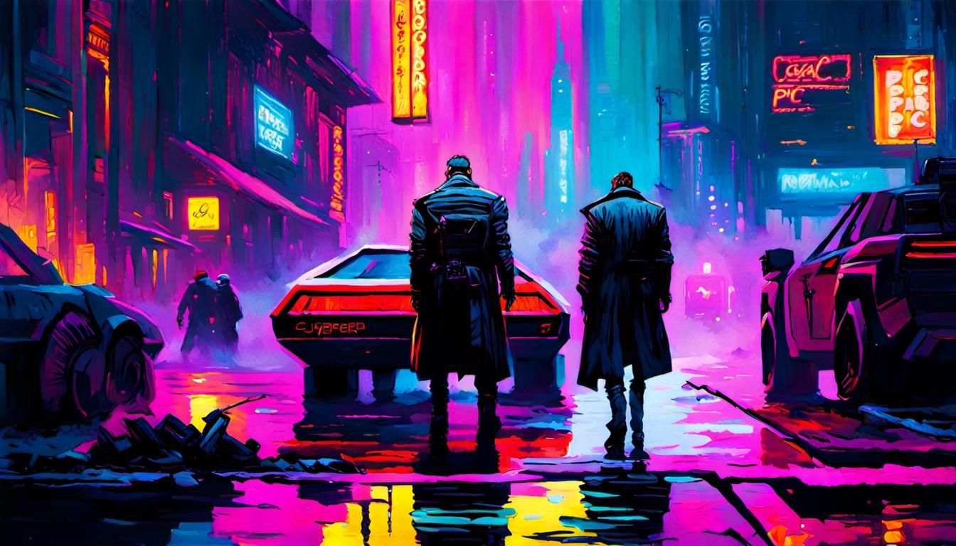 Moonlit Waters: Cyberpunk Watercolor Summerscape