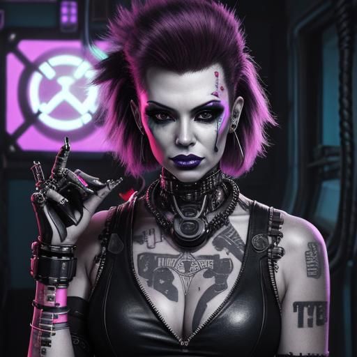 Cyberpunk Punk Repairs Arm in Club