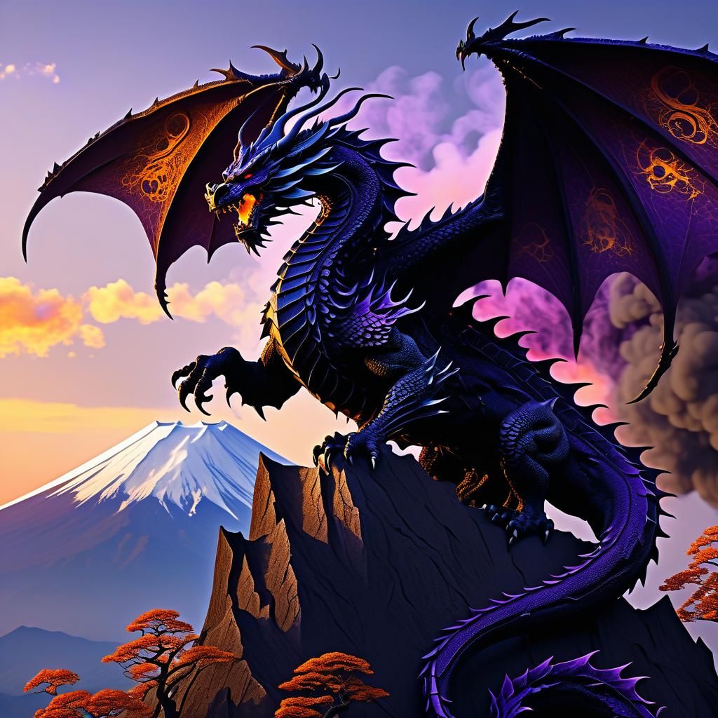 Demon Dragon King Spewing Fire, Dark Fantasy Art