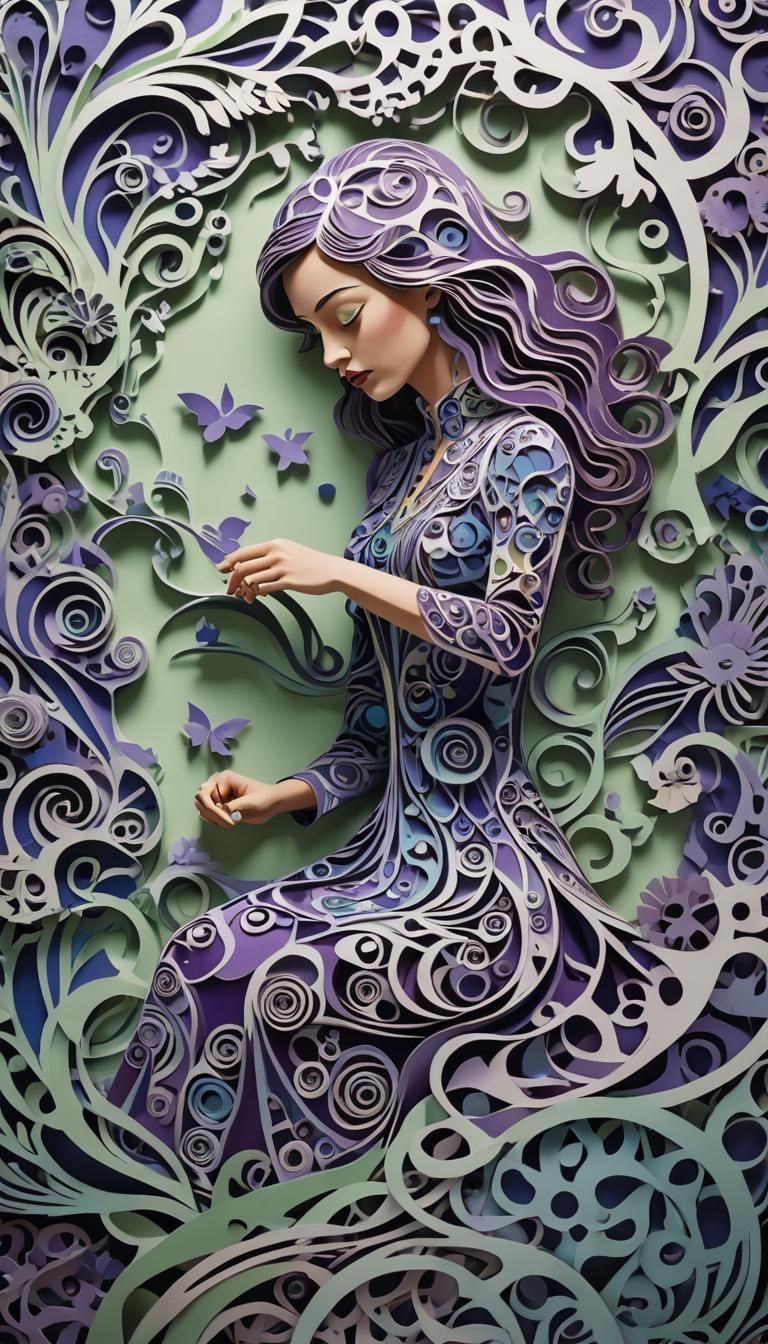 Surreal Paper Cutout Woman Inspired by Kandinsky