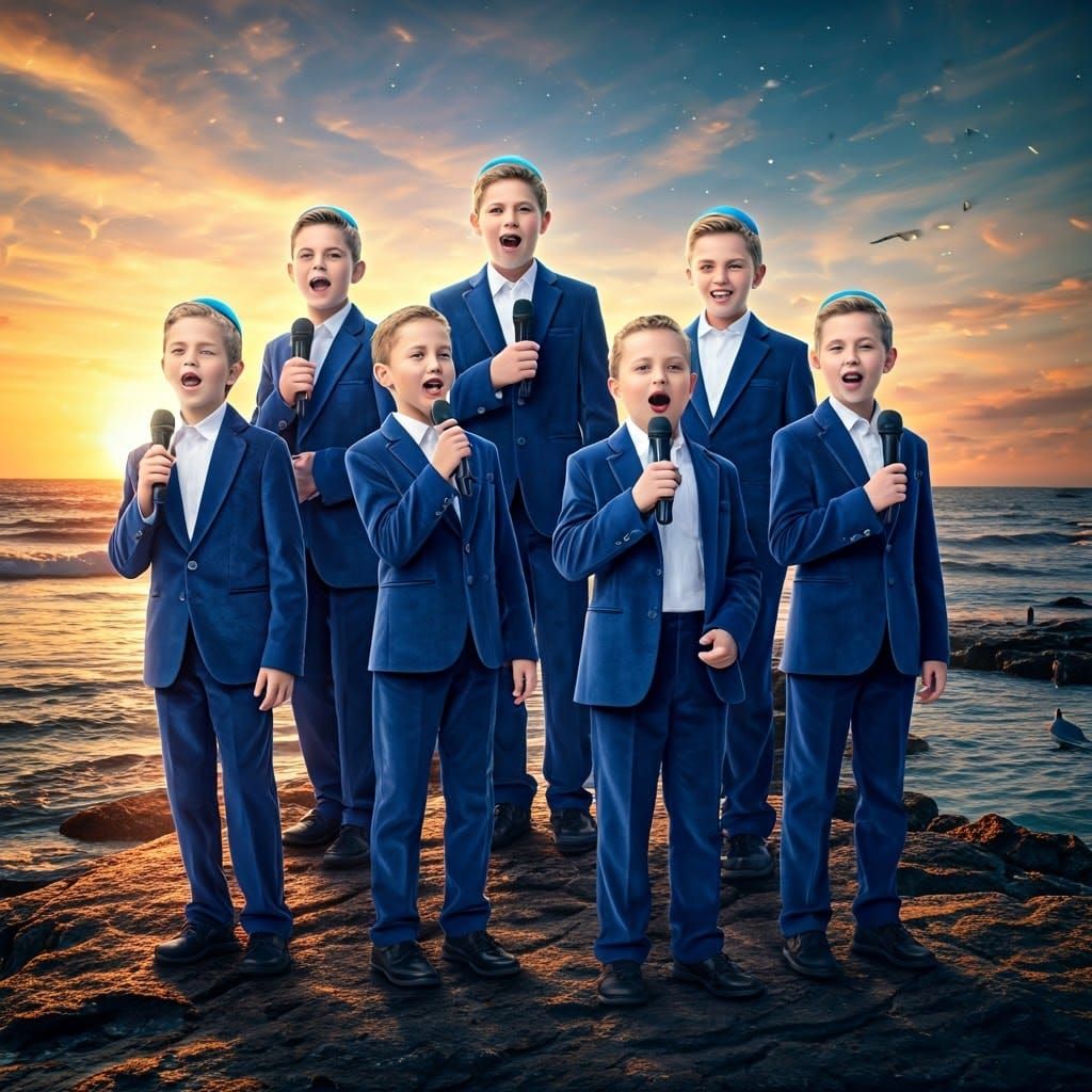 Singing Boys in Velvet Blue, Haloed by Music