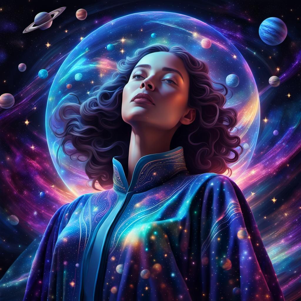 Cosmic Woman in Starry Robe: a Psychedelic Art