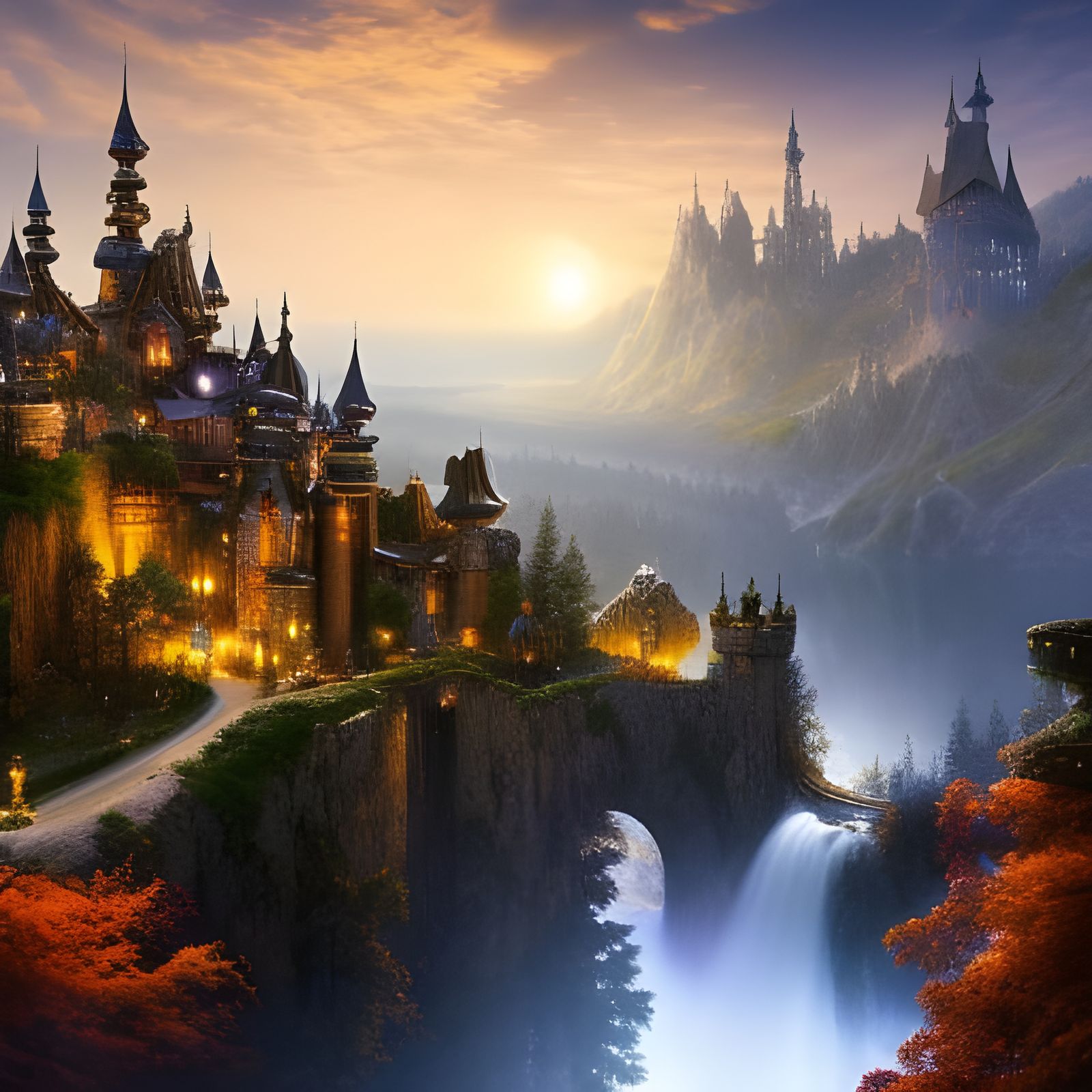 Enchanted Castle Under Moonlight: A Medieval Fantasy
