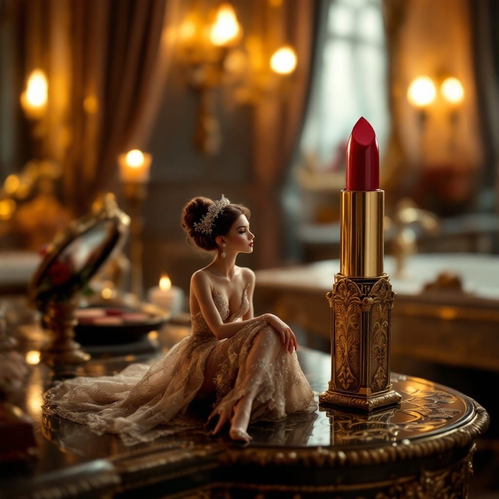 Miniature Woman on Giant Makeup Palette