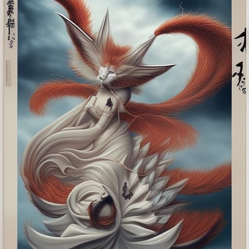 Serene Kitsune in Detailed Digital Matte Painting