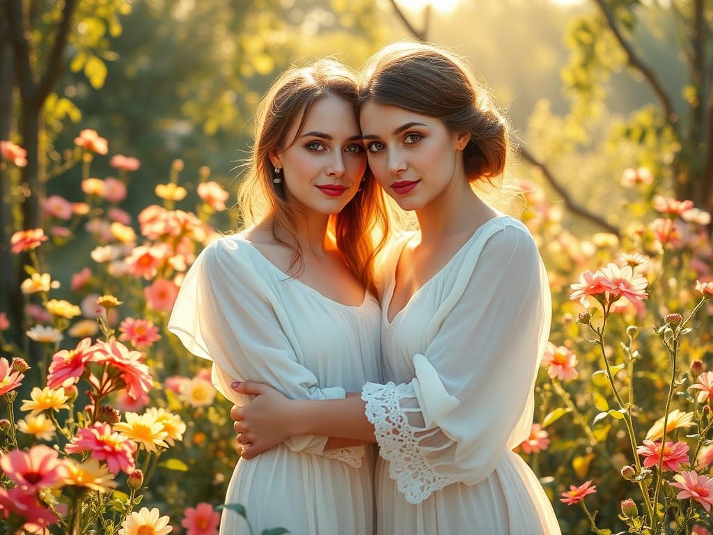Sensual Garden Embrace in Pastel Hues